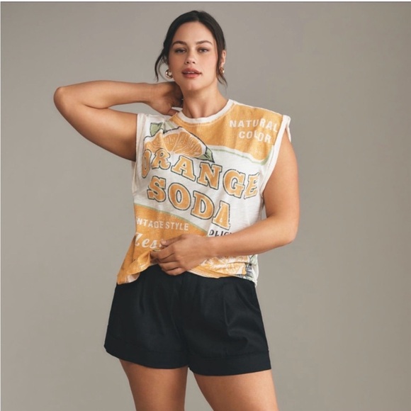 Anthropologie Pilcro The Vinnie Cotton-Slub Muscle Tee in Orange Soda size M - Picture 3 of 13